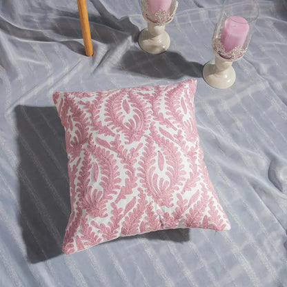 Luxury Pink and white embroidered cotton cushion cover with modern design. Style 3A