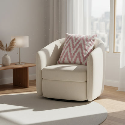 Luxury Pink and white embroidered cotton cushion cover with modern design. Style 5