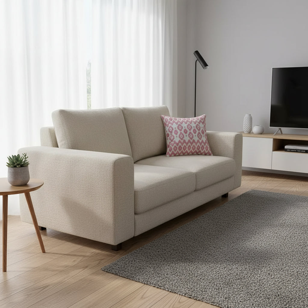 Luxury Pink and white embroidered cotton cushion cover with modern design. Style 6