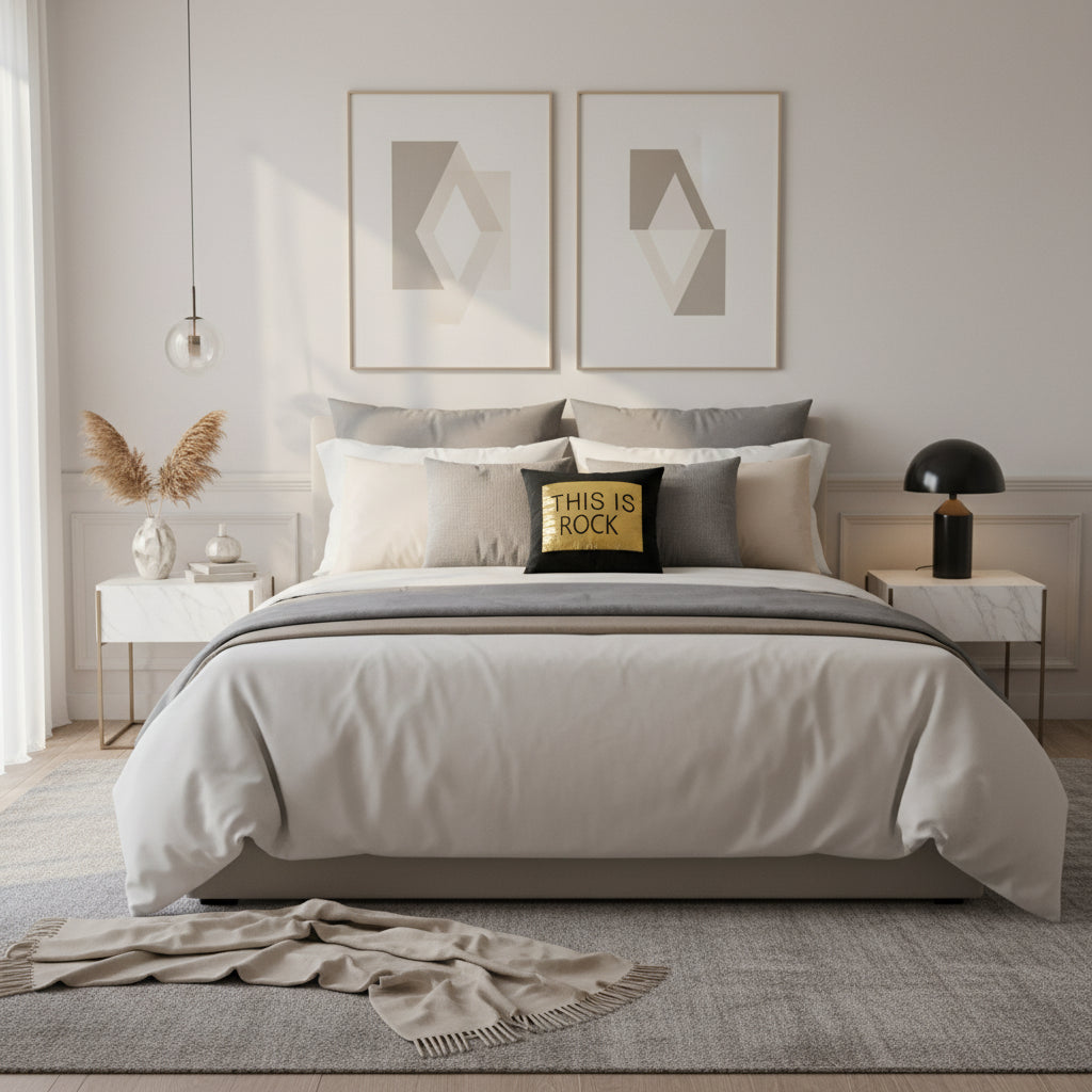 Luxury black and gold velvet cushion cover with peach skin texture, 45x45cm decorative throw pillow case with romantic pattern for living room or bedroom decor. 5