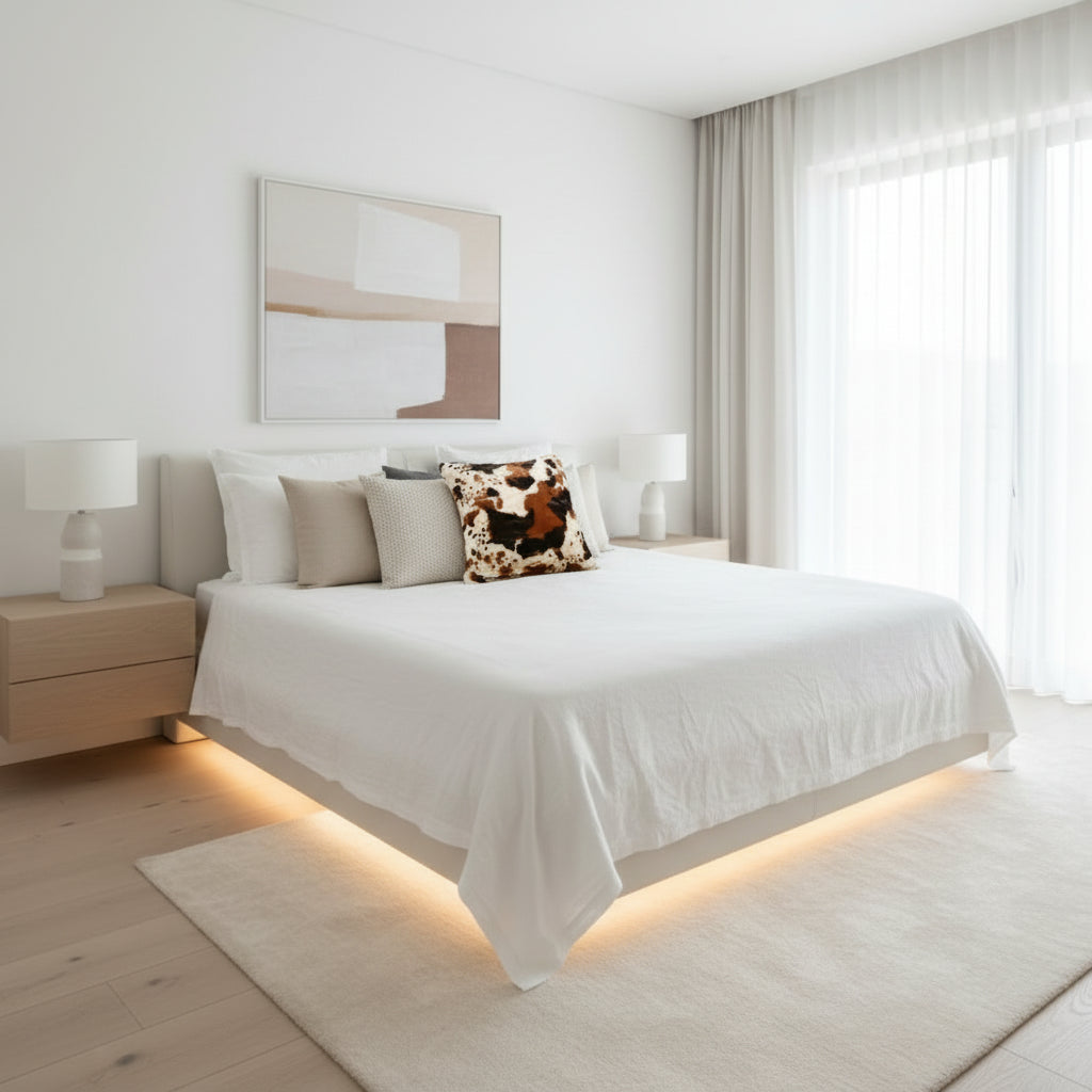 Luxury faux fur throw pillow cover with printed animal pattern in 43cm square size displayed on modern sofa for bedroom and living room decoration 1