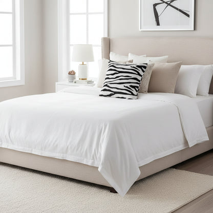 Luxury faux fur throw pillow cover with printed animal pattern in 43cm square size displayed on modern sofa for bedroom and living room decoration 5