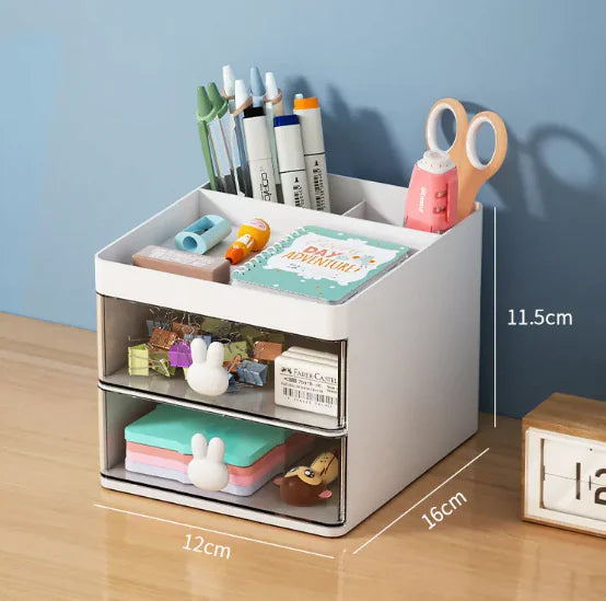 Multi Compartment Office Desk Organizer & Clutter Rack, Space Saving Storage Solution
