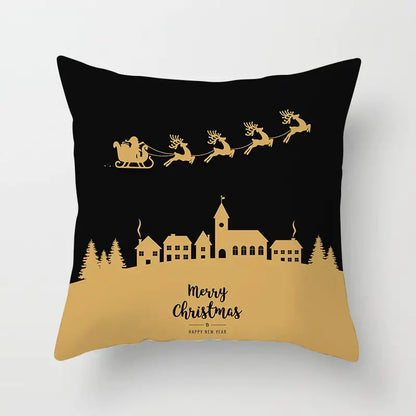 Merry Christmas Nordic Pillowcase - Peach Skin Holiday Cushion Cover. Style 15