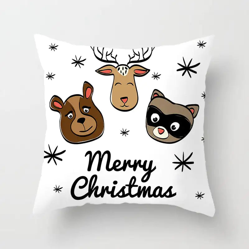 Merry Christmas Nordic Pillowcase - Peach Skin Holiday Cushion Cover. Style 6