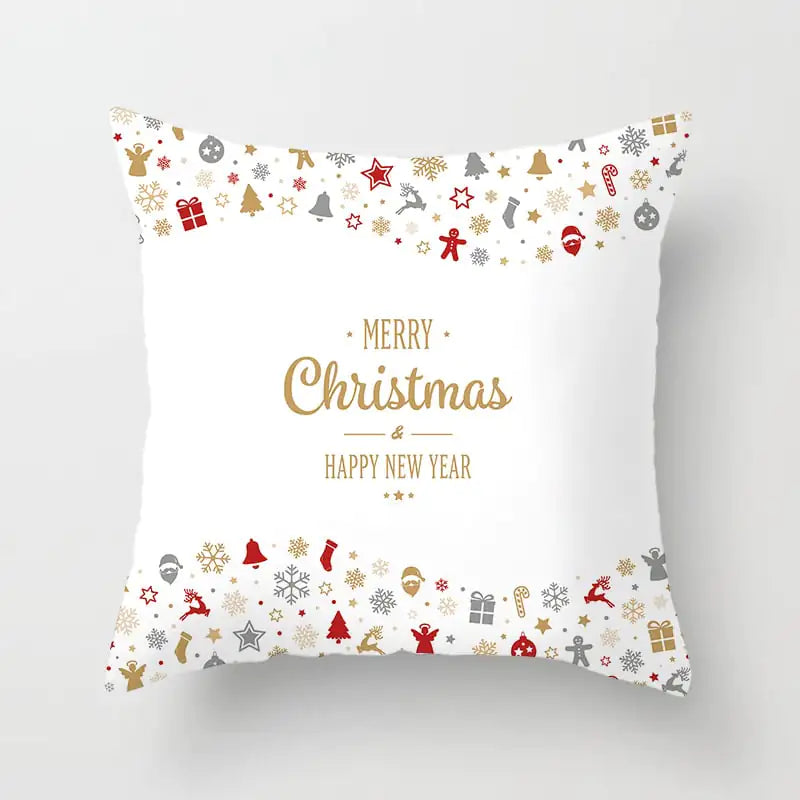 Merry Christmas Nordic Pillowcase - Peach Skin Holiday Cushion Cover. Style 7