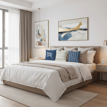 Modern blue cushion covers geometric throw pillow cases decorative pillowcases for home decor.