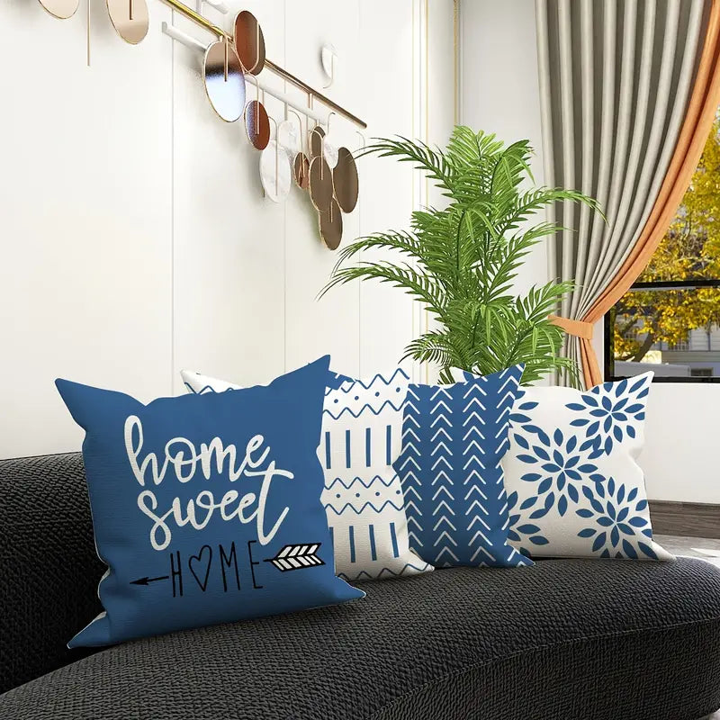 Modern blue cushion covers geometric throw pillow cases decorative pillowcases for home decor
