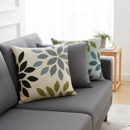 Modern geometric linen cushion cover 18x18 inches with hidden zipper for sofa couch and bed, decorative square cushion case in contemporary pattern for living room. Style 2