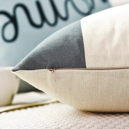 Modern geometric linen cushion covers 18x18 inches with hidden zipper for sofa couch and bed, decorative square cushion case in contemporary pattern for living room. 2