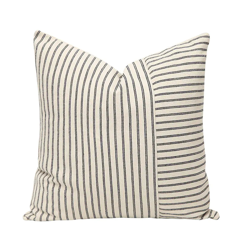 Modern striped cushion covers with stitching pattern in neutral colours for sofa and bedroom home decoration. 2A
