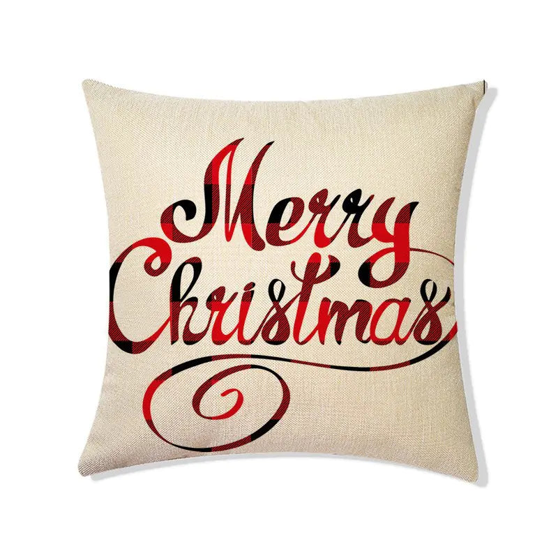 Premium Christmas linen pillow cover with Nordic festive pattern design, 45x45cm, suitable for holiday home decoration. Style 4