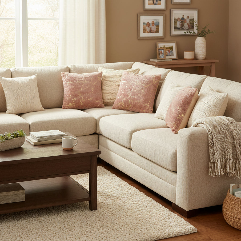 Rose Gold Luxury plush velvet cushion cover with gold trim detail for sofa and living room decor