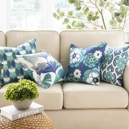 Set of 4 modern cushion covers, geometric designer inspired styled pillow cases for sofa and living room decoration. 1