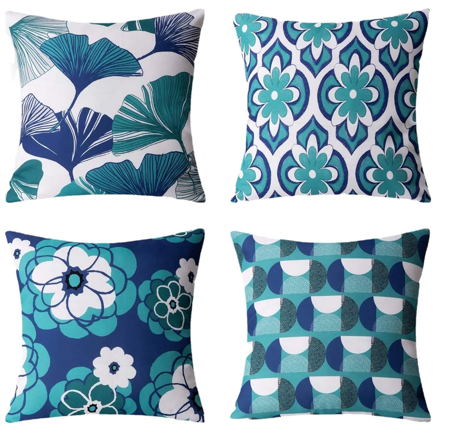 Set of 4 modern cushion covers, geometric designer inspired styled pillow cases for sofa and living room decoration. 1A