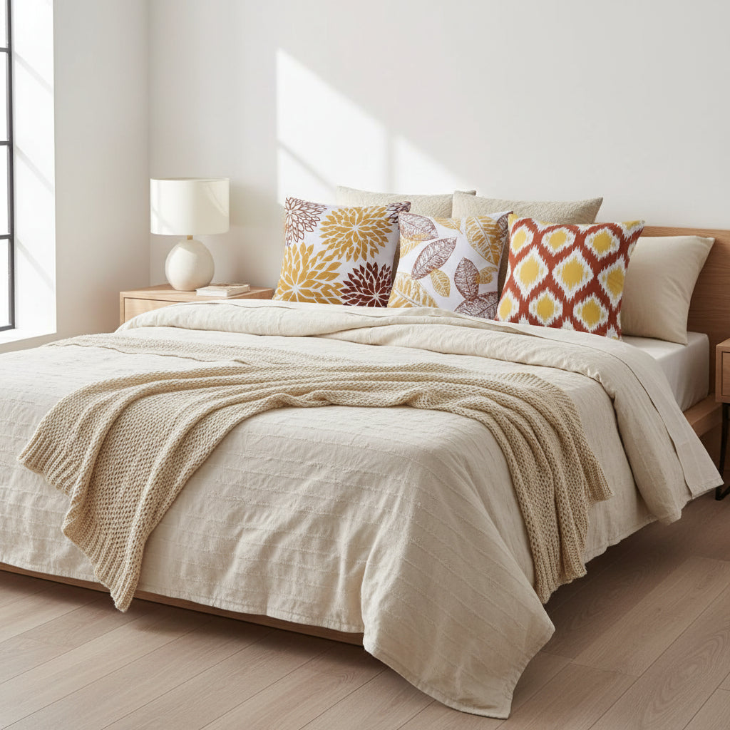 Set of 4 modern cushion covers, geometric designer inspired styled pillow cases for sofa and living room decoration. 2