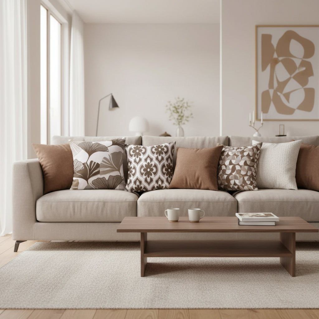 Set of 4 modern cushion covers, geometric designer inspired styled pillow cases for sofa and living room decoration. 3