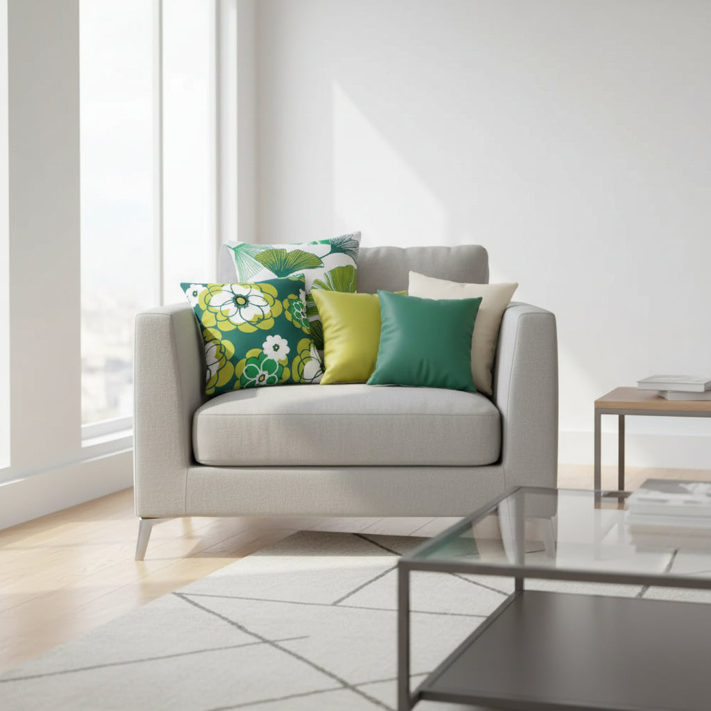 Set of 4 modern cushion covers, geometric designer inspired styled pillow cases for sofa and living room decoration. 5