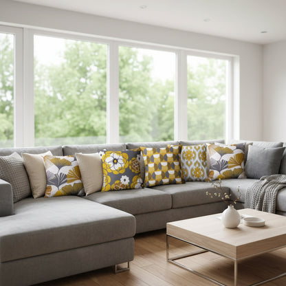 Set of 4 modern cushion covers, geometric designer inspired styled pillow cases for sofa and living room decoration. 8