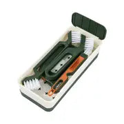 Set of 4 piece crevice cleaning brush set with specialized gap cleaning tools for hard-to-reach areas and detail cleaning with a green lid