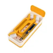 Set of b4 piece crevice cleaning brush set with specialized gap cleaning tools for hard-to-reach areas and detail cleaning with a yellow lid