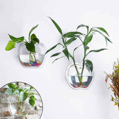 Set of two modern wall planter 21x23cm in contemporary design for hanging plants and indoor vertical gardening home decor on a light grey background