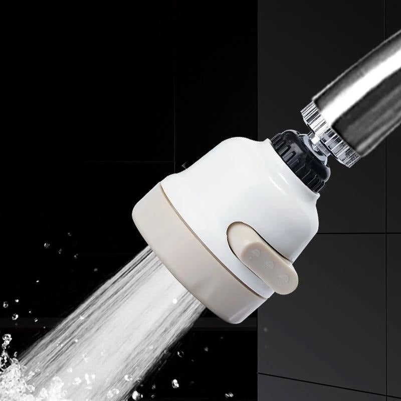 White water faucet with water flowing against a black background