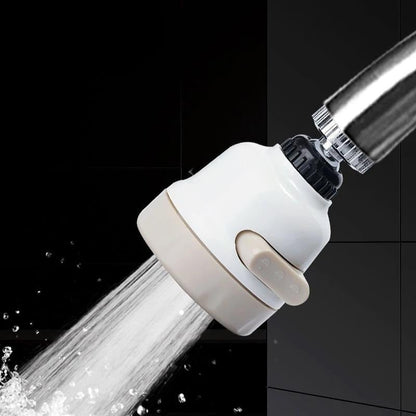 White water faucet with water flowing against a black background