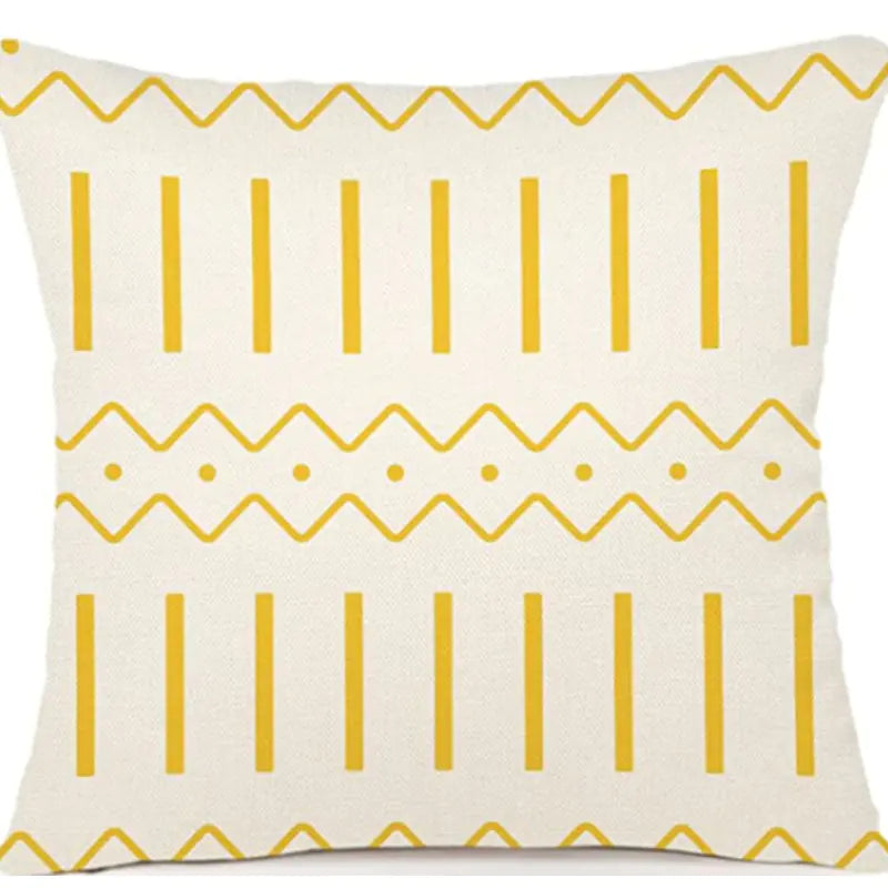Yellow linen geometric pattern decorative pillow covers 18x18 inches for sofa couch bed modern home decor 7