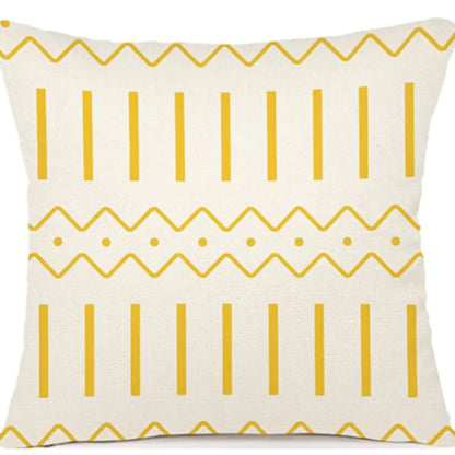 Yellow linen geometric pattern decorative pillow covers 18x18 inches for sofa couch bed modern home decor 7