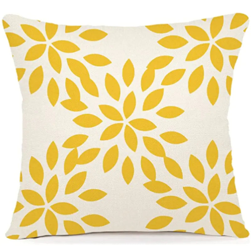 Yellow linen geometric pattern decorative pillow covers 18x18 inches for sofa couch bed modern home decor 9