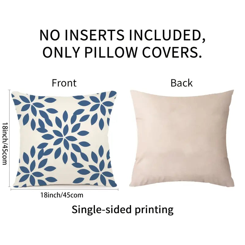 Light Blue Throw Pillow Covers 18x18, 4 Pack Cotton Linen Cushion Cases